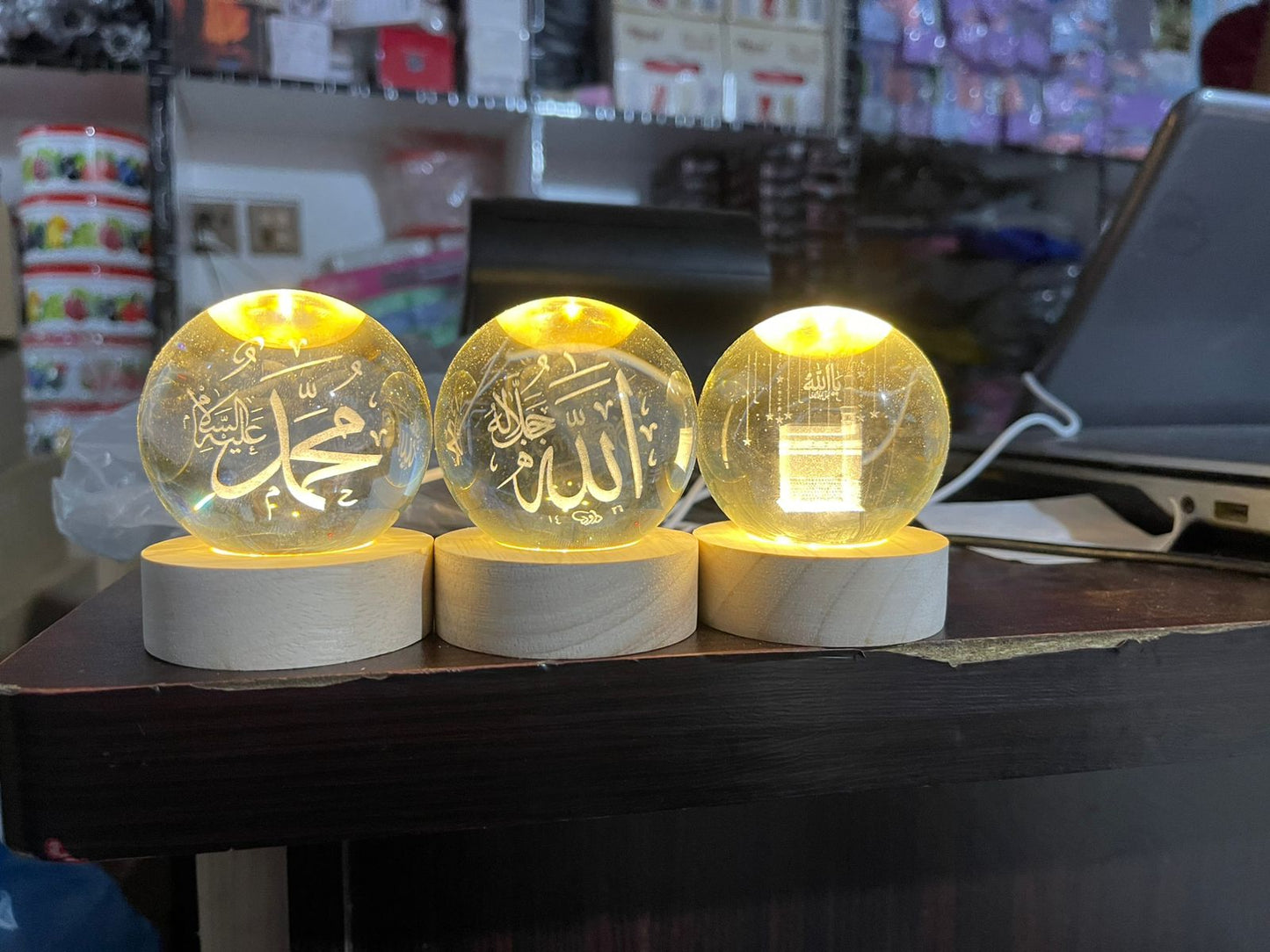 3D Crystal Ball LED Lamp with Islamic Calligraphy