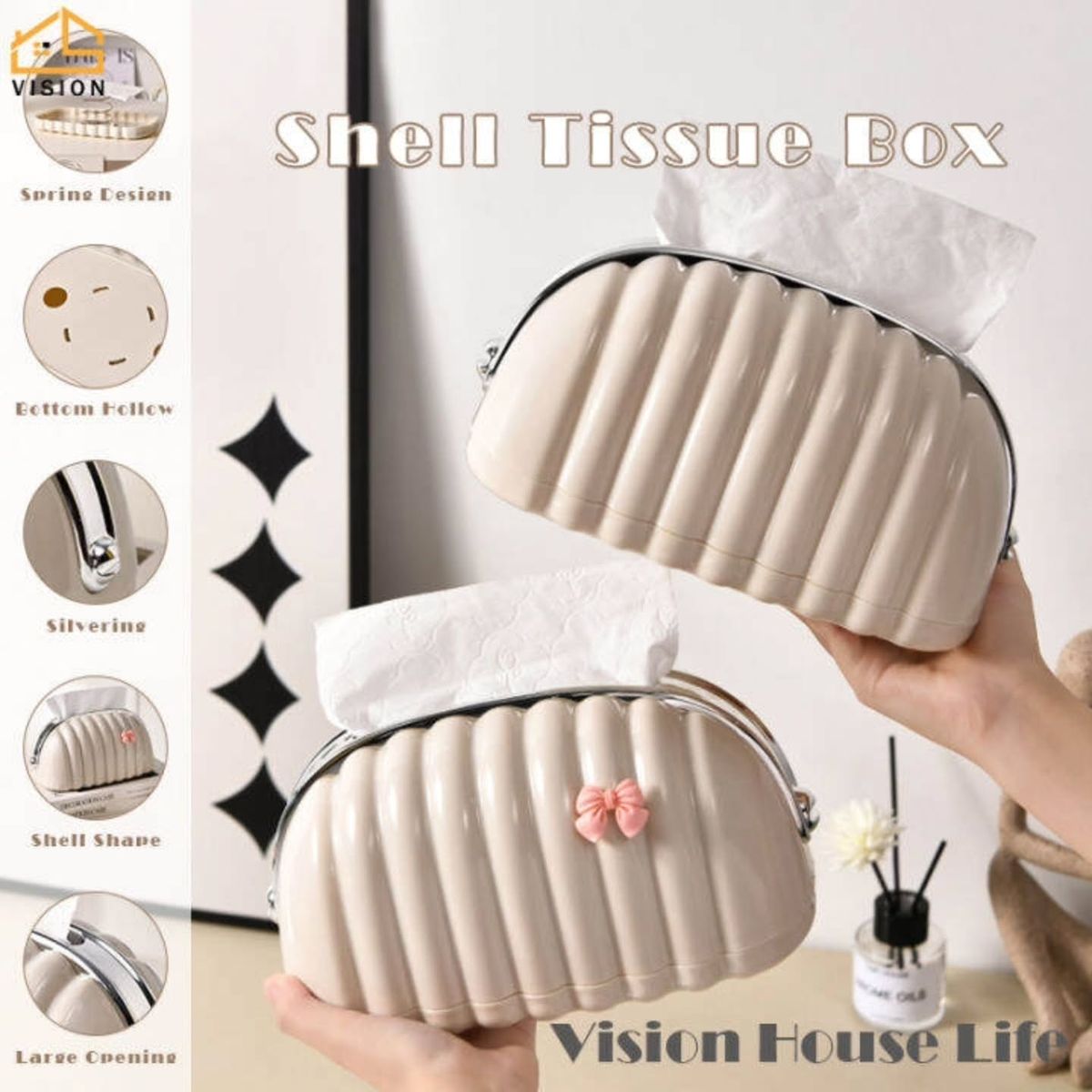 Luxury Shell Tissue Box Holder
