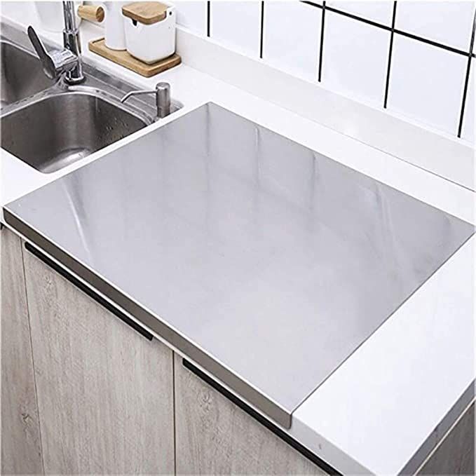 stainless steel panel and chopping board, kitchen